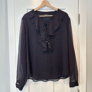 Tommy Hilfiger Black Blouse with Red and White Dots